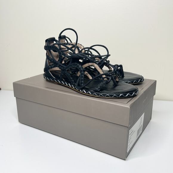 BCBGMAXAZRIA Maye Caged Lace Up Open Toe Leather Gladiator Sandal Black Womens 6 - Picture 4 of 9